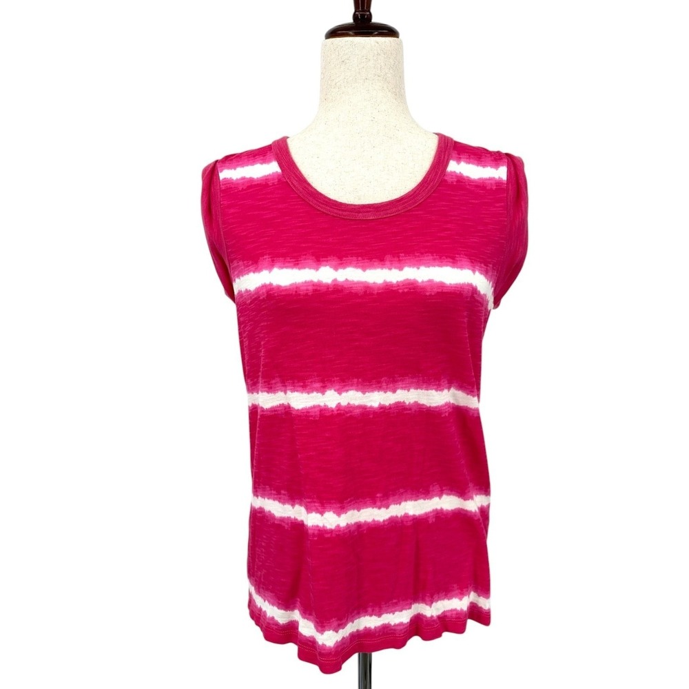BANANA REPUBLIC‎ Malibu T-Shirt Raspberry Red Tie-Dye Cap Sleeve Women's Small